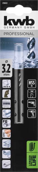 Сверло HI-NOX HSS M2 для металла 3,2 мм, в блистере kwb by Einhell (258632)