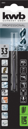 Сверло HI-NOX HSS M2 для металла 3,3 мм, в блистере kwb by Einhell (258633)