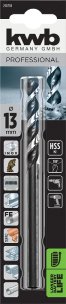 Сверло HI-NOX HSS M2 для металла 13 мм, в блистере kwb by Einhell (258730)