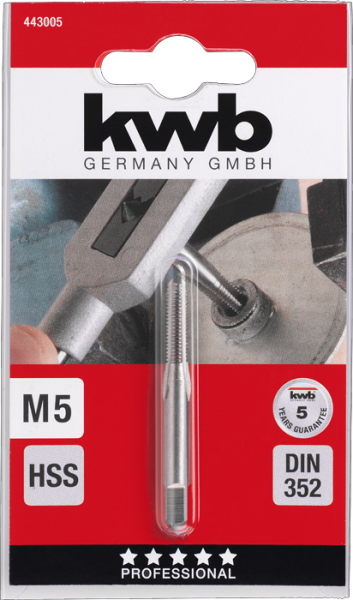 Метчик машинный M 5, HSS, короткий, в упаковке kwb by Einhell (443005)