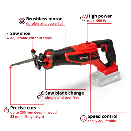 Аккумуляторная сабельная пила Einhell TP-AP 18/28 Li BL - Solo (4326310)