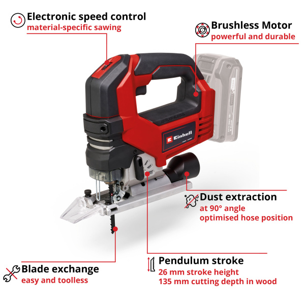 Аккумуляторный лобзик Einhell TP-JS 18/135 Li BL - Solo (4321260)