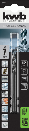 Сверло HI-NOX HSS M2 для металла 7 мм, в блистере kwb by Einhell (258670)