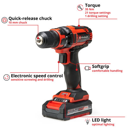 Аккумуляторный шуруповерт Einhell TC-CD 18/35 Li (1x1,5 Ah) (4513914)