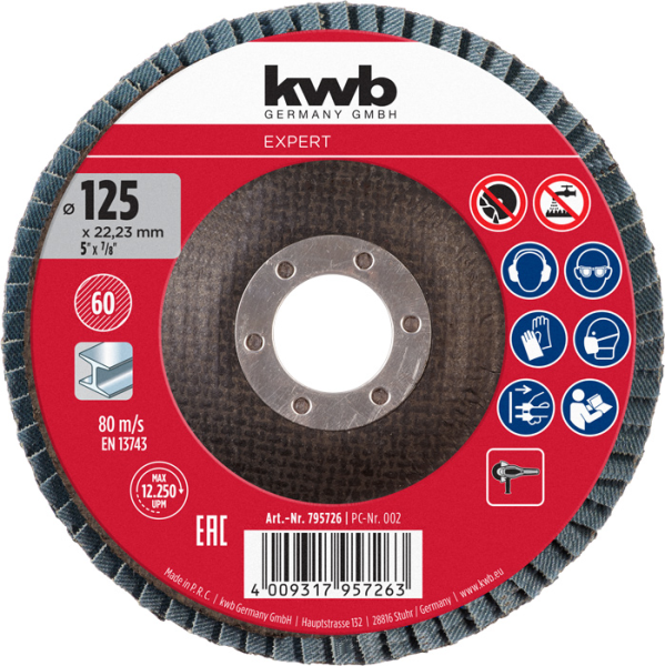 Абразивная насадка Cut-Fix, 125 мм, G60, без упаковки kwb by Einhell (795726)