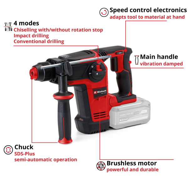 Аккумуляторный перфоратор SDS-Plus Einhell TP-HD 18/26 Li BL - Solo (4514265)