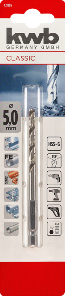 Сверло HSS 1/4", HEX, 5 мм, в упаковке kwb by Einhell (421105)