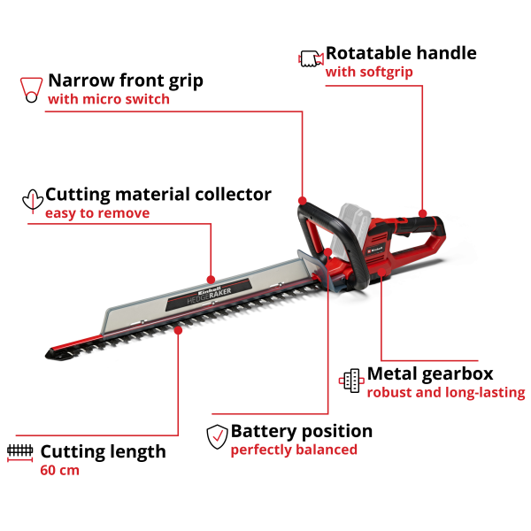 Аккумуляторный кусторез Einhell GE-CH 18/60 Li-Solo (3410930)