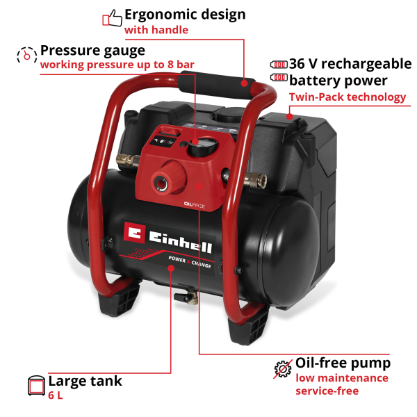 Аккумуляторный компрессор Einhell TE-AC 36/150 Li OF-Solo (4020415)