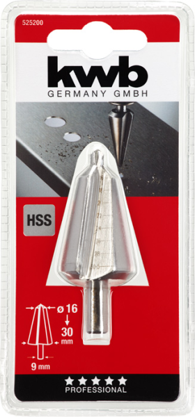 Коническое сверло HSS, 16-30 мм, в упаковке kwb by Einhell (525200)