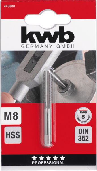 Метчик машинный M 8, HSS, короткий, в упаковке kwb by Einhell (443008)