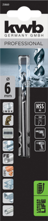 Сверло HI-NOX HSS M2 для металла 6 мм, в блистере kwb by Einhell (258660)